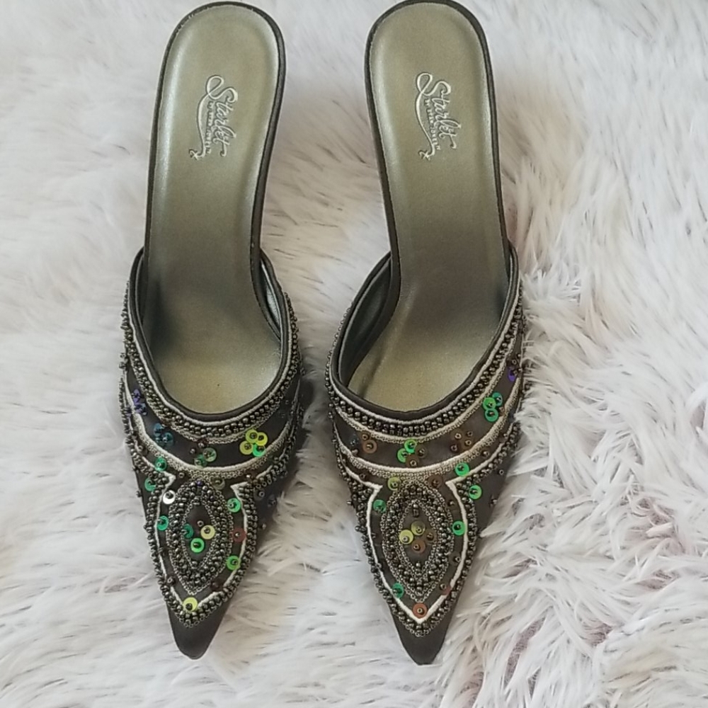 Dressy mules with sequins